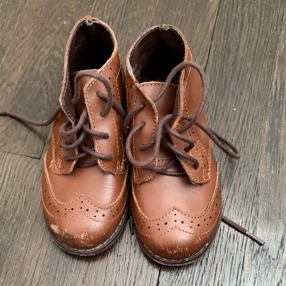 Janie and Jack Leather Sole Classic Brown Kids Shoes